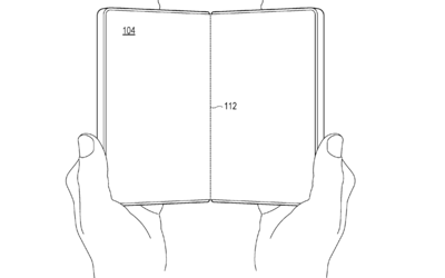 Patent image of Microsoft's new foldable phone design.