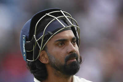 KL Rahul departs the field during a match.