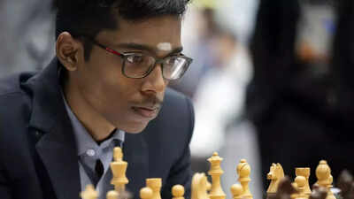 Praggnanandhaa celebrates his victory at the UzChess Cup Masters