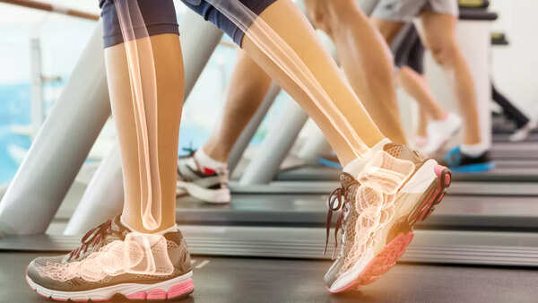 A woman performing a weight-bearing exercise