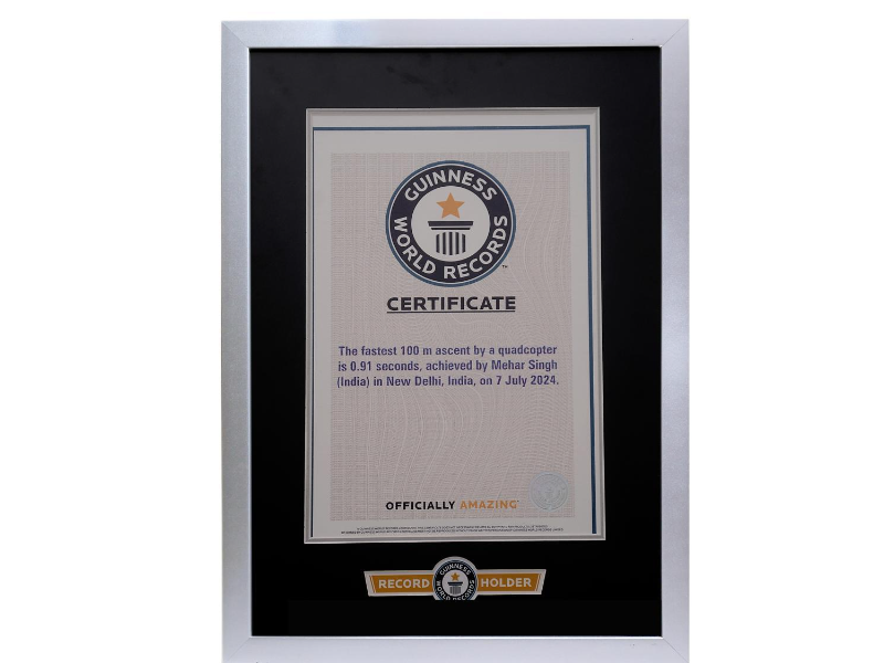 Mehar Singh's Guinness World Record certificate