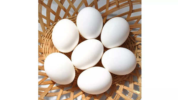 A close-up of fresh chicken eggs