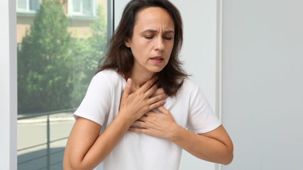Dyspnea, or shortness of breath, can be a sign of liver disease due to fluid buildup in the abdomen or lungs.