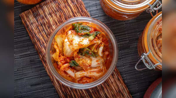 A vibrant bowl of traditional Korean kimchi