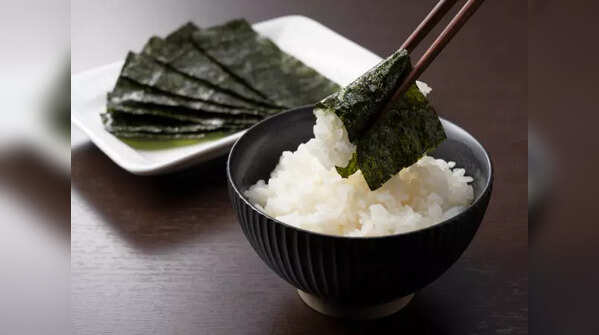 Bowl of traditional Korean seaweed soup