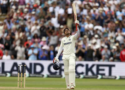 Shubman Gill celebrates century in Edgbaston Test