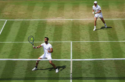 Yuki Bhambri in action at Wimbledon 2025